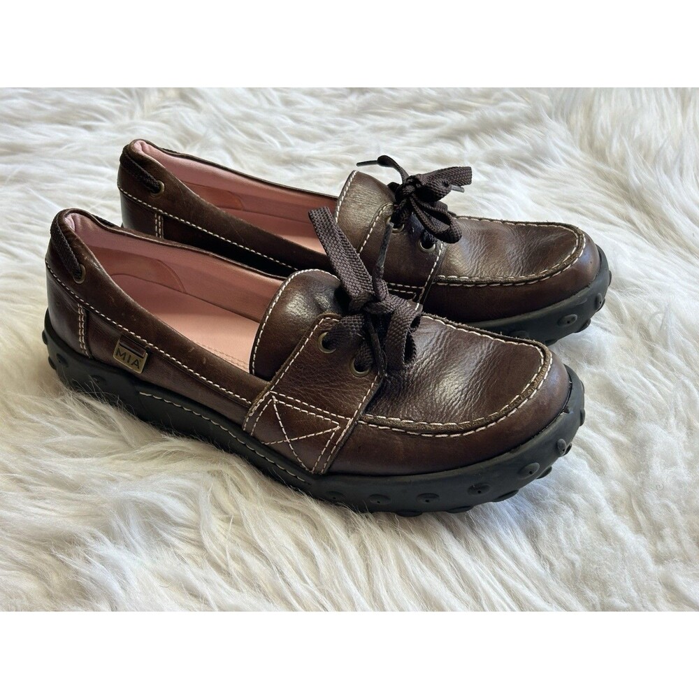 MIA Y2K Shoes Women's 9 Brown Leather Loafers Fall Normcore Work
